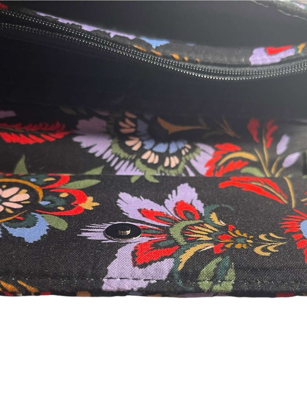 Vera Bradley Floral Quilted Crossbody Bag - Black with Red & Purple Accents - Picture 3 of 3